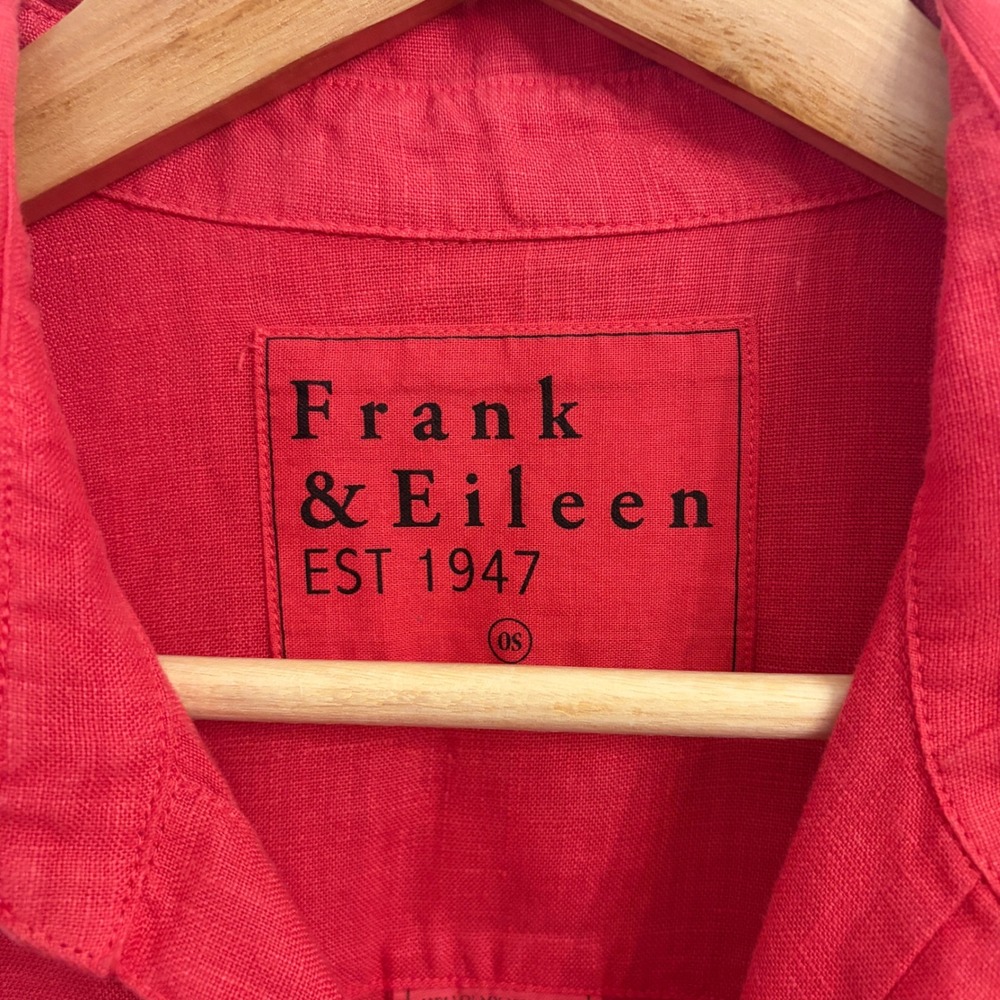 Frank & Eileen Megan Maxi Shirtdress OS Washed Linen Summer Red Button Americana - Picture 6 of 12